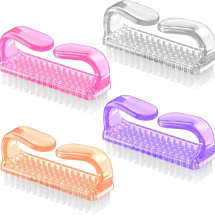 Handle Grip Nail Brush, Nail Brushes Hand Fingernail Brush Cleaner Scrubbing Kit Pedicure for Toes and Nails Men Women (4 Pack)