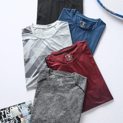 5 Pack Men’S Active Quick Dry Crew Neck T Shirts | Athletic Running Gym Workout Short Sleeve Tee Tops Bulk