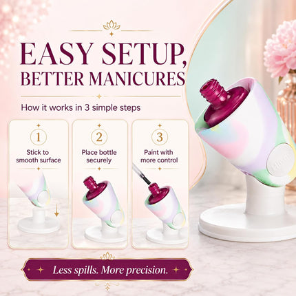 Hinge Untippable Nail Polish Bottle Holder | Anti-Spill Nail Polish Holder Stand, Tilted, Smartgrip Airlock Suction | Fingernail Painting, Nail Art Tools | Nail Polish Accessories (Unicorn)