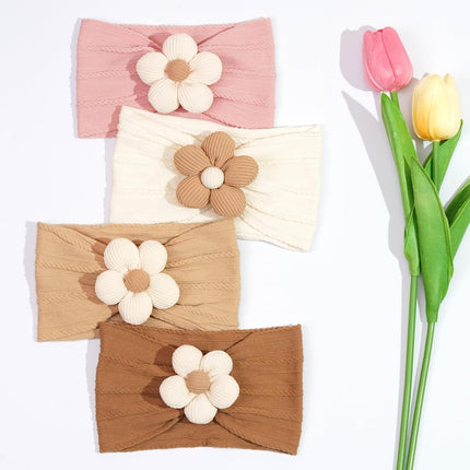 5 Pcs Baby Flower Headbands Baby Girls Nylon Headbands Soft Hairbands Hair Accessories for Newborn Infant Toddler Kids