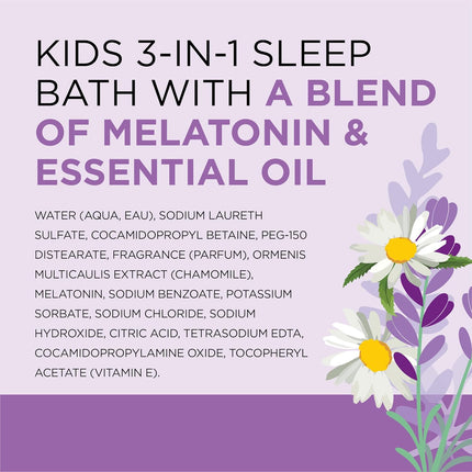 Kids 3-In-1 Sleep Bubble Bath, Body Wash & Shampoo with Melatonin & Essential Oil, Lavender Scent, 20 Fl Oz (Pack of 3)
