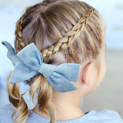 40 Pieces Girls Hair Bows Linen Fabric Bows Alligator Clips Hair Accessories for Little Girls Toddlers Kids and Teens