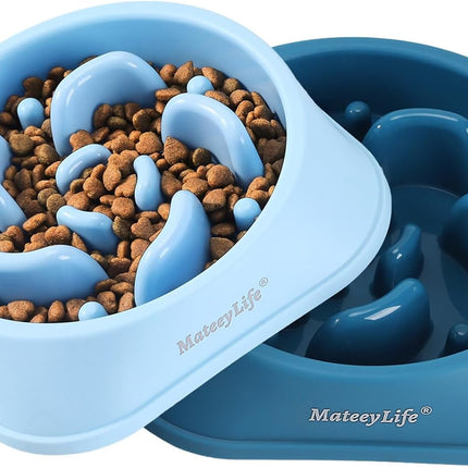 Slow Feeder Dog Bowls 2PCS, Anti-Choking Puzzle Dog Food Bowls, Anti-Slip Interactive Feeding Slow down Eating, Bloat Stop Maze Dishes for Medium Breeds