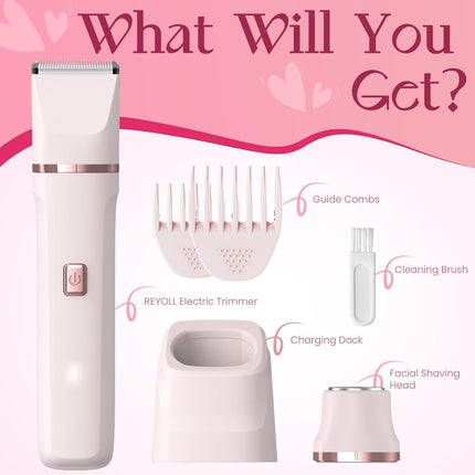 Bikini Trimmer for Women - Painless Electric Razors for Silk Skin,Cordless Body Shaver with Ceramic Blade, Replaceable Lady Razor, IPX7 Waterproof & Easy Cleaning, Birthday Gifts for Women