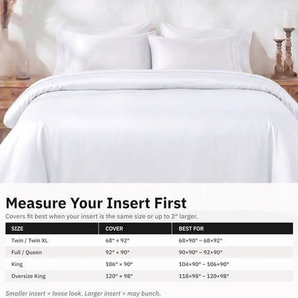 Twin Xl/Twin Duvet Cover Only - Winner Good Housekeeping Best Bedding Awards 2025, Premium 400 Thread Count Sateen, 100% Cotton Duvet Cover, Button Closure & Corner Ties - White