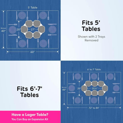 Light Gray-  - the First Patented Lazy Susan Turntable Expandable for Rectangular & Oblong Tables - Kitchen & Dining Tables - Great Gift! Parties & Gatherings