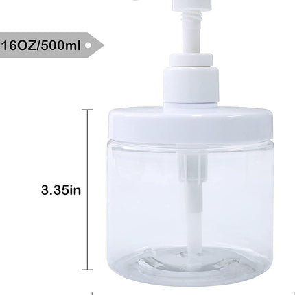 Pump Bottle Dispenser Plastic Refillable Bottles Wide Mouth Jar Style Empty Bathroom Shower Containers for Lotion Shampoo Conditioner (Clear, 2X 500Ml)