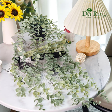 1Pcs Fake Plants Hanging Artificial Potted Faux Eucalyptus Plants for Modern Boho Farmhouse Bathroom Office Desk Wall Art Shelf Living Room Aesthetic Decor Indoor