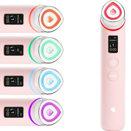 Booster Pro | 6-In-1 Real Glass Glow Beauty Massager | for Clear, Radiant, Firmer-Looking Skin | Korean Skin Care | Pink