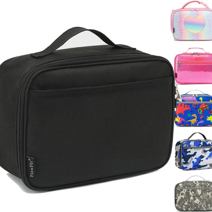 Kids Lunch Box Insulated Soft Bag Mini Cooler Back to School Thermal Meal Tote Kit for Girls, Boys, Black