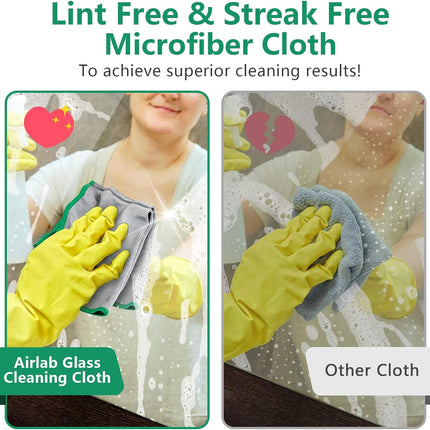 Glass Polishing Cloth Streak Free Miracle Cleaning Cloth Lint Free Microfiber Cleaning Rags for Glasses Kitchen Dish Mirrors Easy Clean, Pack of 6, 12" X 12", Sliver-Green