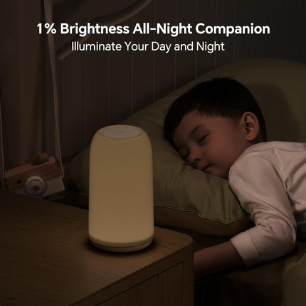 Touch Bedside Table Lamp, [Sleek Design & RGB Mode] 3 Way Dimmable Small Lamp for Bedroom, LED Lamp with Warm White Lights, Multi-Color Smart Nightstand Light for Living Room Home Gifts