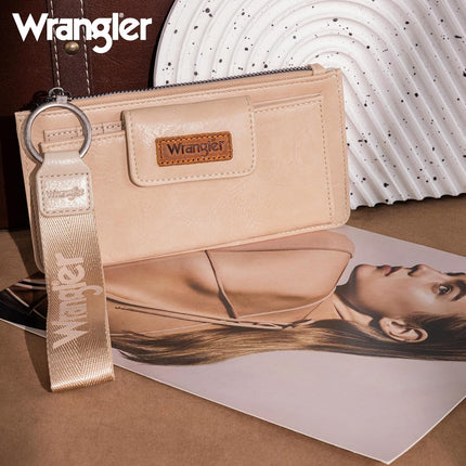 X Wrangler Minimalist Wristlet with Wallet Large Clutch Wallet Women Rfid Card Cases & Money Organizers with Coin Purse and Smooth Zipper