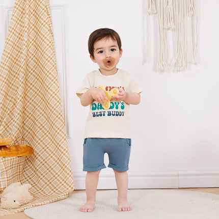 Toddler Baby Boy Summer Outfit Funny Letter T-Shirts Top Shorts Set Infant Boy Summer Clothes 6 12 18 Months 2T 3T