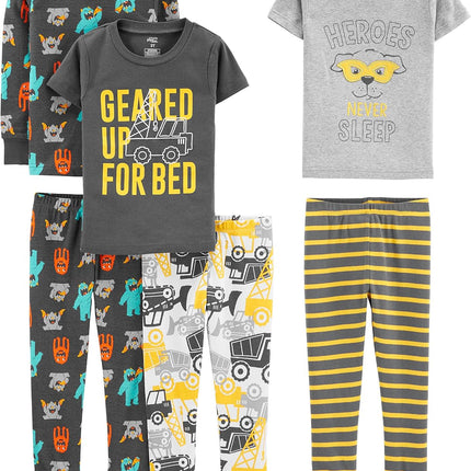 Girls 6-Piece Snug Fit Cotton Pajama Set