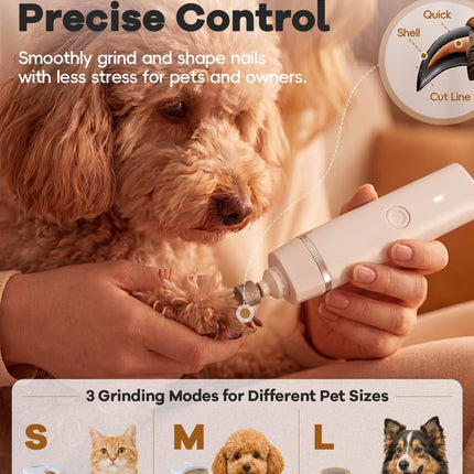 Dog Clippers Grooming Kit Hair Clipper-Low Noise Paw Trimmer- Rechargeable - Cordless Quiet Nail Grinder Shaver for Cats and Other Pets
