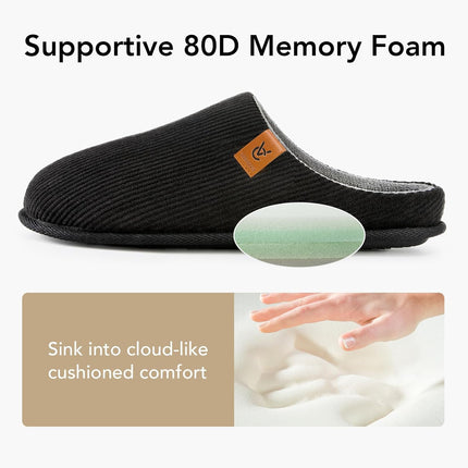 Men'S Cozy Slip-On Slippers Corduroy Memory Foam Indoor House Shoes