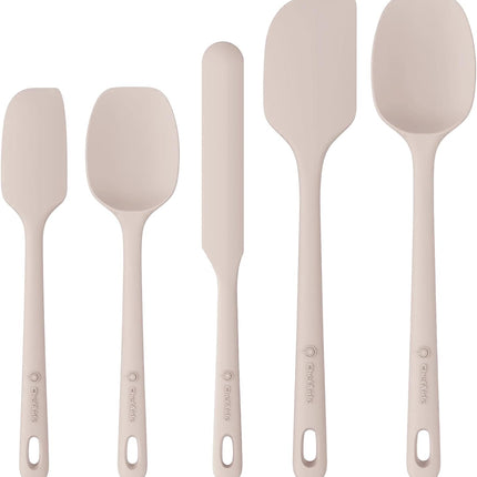 5 Pieces Silicone Spatula Set, Food Grade Rubber Spatula, Upgrade Strong Handle with Ergonomic Grip, Heat Resistant up to 600°F for Nonstick Cookware, Cooking