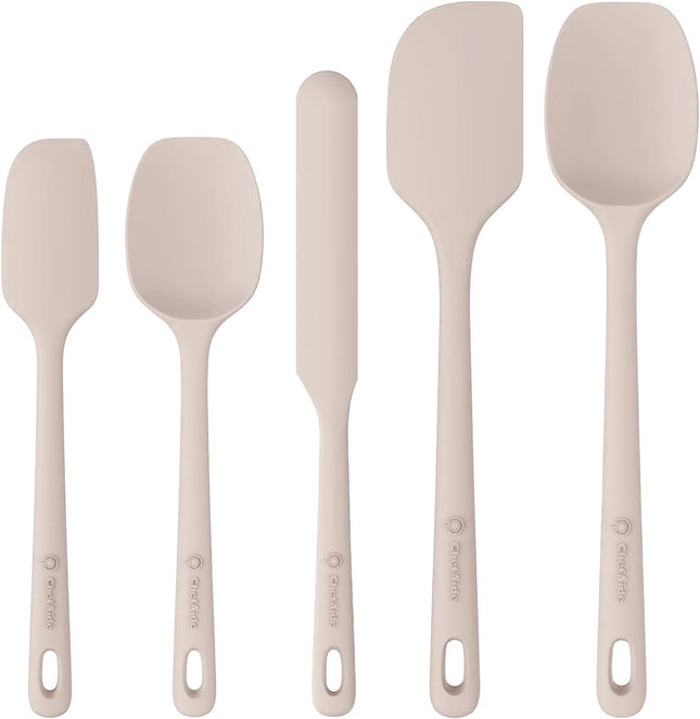 5 Pieces Silicone Spatula Set, Food Grade Rubber Spatula, Upgrade Strong Handle with Ergonomic Grip, Heat Resistant up to 600°F for Nonstick Cookware, Cooking