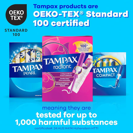 Pearl Tampons for Women, with Leakguard Braid, Super Absorbency, Unscented, 100 Count (2 Packs of 50)