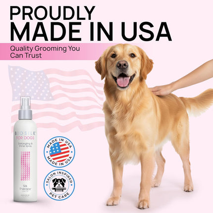 for Dogs Silk Therapy Detangling and Shine Protecting Spray, Ph Balanced Leave-In Mist with Silk and Vitamins for Dematting, Paraben-Free, All Coats and Breeds, 8 Fl Oz
