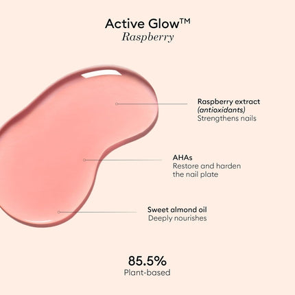 Active Glow Raspberry Nail Polish & Care - Ultra-Glowy 2 in 1 Nail Concealer & Care - Plant-Based Ingredients: Sweet Almond Oil, Raspberry - Vegan & Made in France | Bio-Sourcé Nail Polish Sweet Almond and Raspberry Nourishing & Shiny Transparent Varnish Gloss Effect Pink Varnish