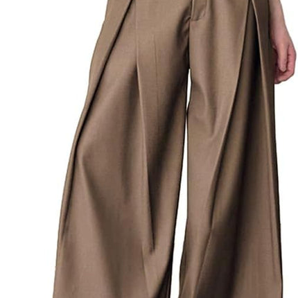 Men'S Baggy Wide Leg Pants Zipper Fly Pleated Trousers Casual Dress Pants with Pocket