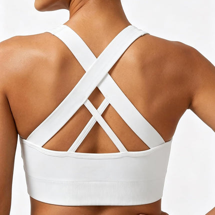 Sports Bras for Women Padded High Impact Seamless Criss Cross Back Workout Tops Gym Activewear Bra Large