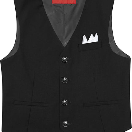Boys' 6-Piece Formal Slim Fit Suit Vest Set Adjustable Waist