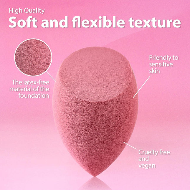 Makeup Sponge Set, 7 Pcs Multi Colored Blender Sponges | Liquid Cream Powder Use, Latex Free Vegan & Cruelty-Free, with 1 Mini Sponge, Assorted Beauty Sponge Shapes, Travel Case