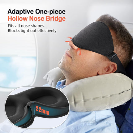 Sleep Mask for Side Sleeper Women Men, Eye Mask for Sleeping | Light Blocking 3D Contoured Sleeping Mask, Soft Breathable Sleep Eye Mask with Adjustable Elastic Strap for Travel, Black