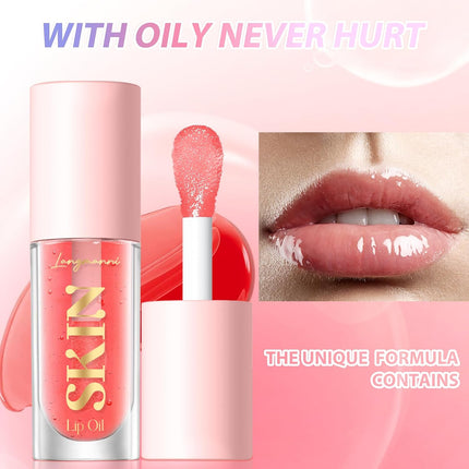 2 Pack Fruit Flavored Lip Oil Balm, Strawberry + Coco | 2 Pack Fruit Lip Oil, Glossy Non-Sticky Shine, Moisturizing Hydration, Dry Lips Care, Daily Makeup, Girls Gift