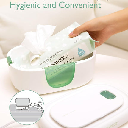 Baby Wipe Warmer, Innovative Spring Design, Large Capacity Wipes Dispenser, Fast and Even Heating, 4 Modes of Temperature Heating Control, Diaper Wipe Warmer with Night Light