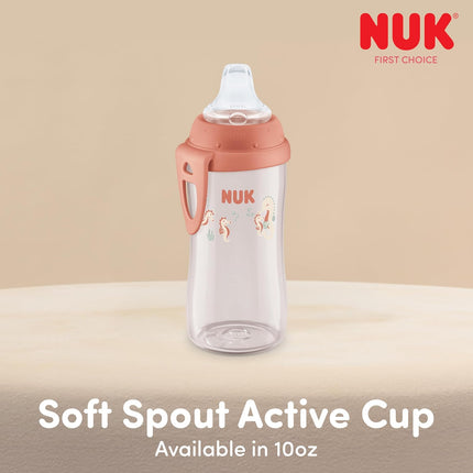NUK First Choice Minnie Mouse Active Cup, 10 Oz. Soft Spout Sippy Cup with On-The-Go Carry Clip, Lightweight, Leak Proof, Spill Proof Cup, 1-Pack