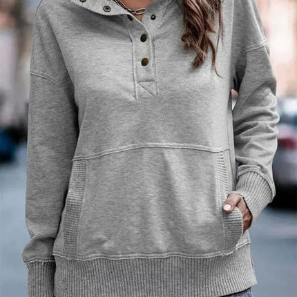 Women'S Casual Long Sleeve Stand Neck Sweatshirt Lightweight Button Drawstring Pullover Tops | Long Sleeve, V Neck, Button , Stand Neck, Lightweight , Clothes, plus Size, 2026