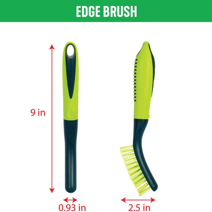 Scrub Brush Set - Long Handle Cleaning Brushes with Heavy Duty Bristles and Comfort Grip - Scrubbers for Kitchen, Household, and Dishwashing, 5 Pieces