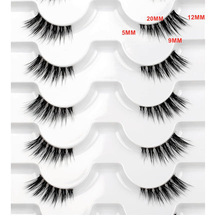 Fake Eyelashes Strips Half Lashes for Nude Makeup with Spikes Natural Small Accent Lashes 3/4 Band Short Wispy Volume Corner Eyelash 8 Pairs Pack