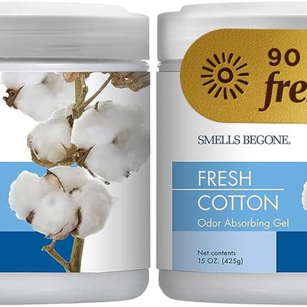 15Oz Gel Odor Eliminator - Absorb & Remove Tough Odors in Pet Areas, Bathrooms, Basements, Garage, Cars, Rvs & Boats - Eliminate Odors Quickly (2-Pack, Fresh Cotton)