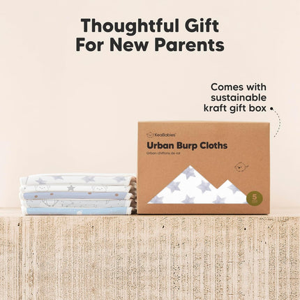 Organic Burp Cloths Baby Boy & Girl, 5-Pack Cotton Burp Rags(Constellation) | Super Absorbent Cotton Burping Cloths for Babies, Soft, Plush, Newborn, Infant Towels, Milk Spit up Rags, Large 21X10