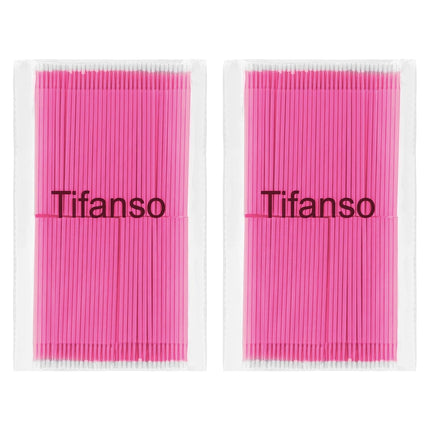 400PCS Micro Cotton Swabs, Disposable Eyelash Microswabs for Eyelash Extensions, Lash Brush Applicators Pink(Head Diameter: 2.0Mm)