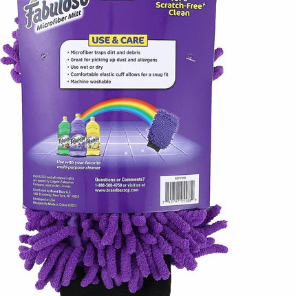 Microfiber Cleaning Mitt Glove, Lint-Free Scratch-Free Dusting and Washing for Furniture, Blinds, Baseboards, Shelves and Car Interior, One Size Fits All, Purple, 1 Count