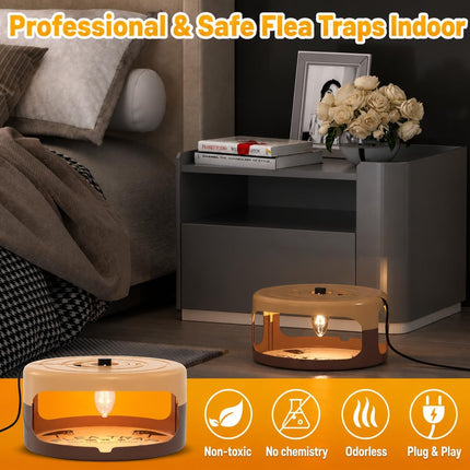 2 Pack Flea Traps for inside Your Home, Indoor Flea Light Trap with 8 Sticky Pads & 4 Replacement Bulbs, Indoor Flea Trap Sticky Insect Catcher for Fleas, Moths & Gnats