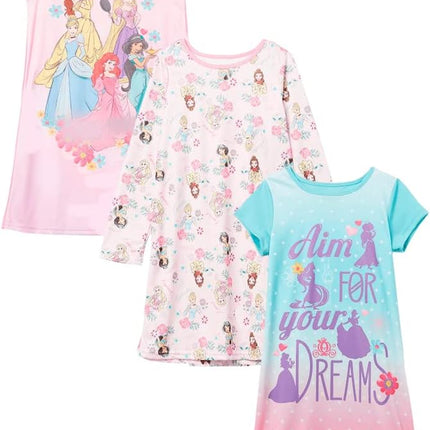 Girls' 3-Pack Nightgowns, Comfortable Sleepwear Gown, Soft & Cute Pajamas for Kids