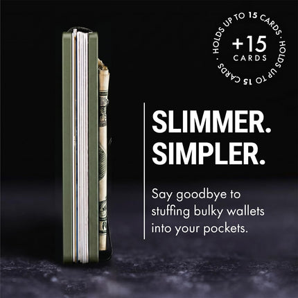 Minimalist Wallet for Men & Women - Slim RFID Wallet, Scratch Resistant, Credit Card Holder & Money Clip, Easily Removable Money & Cards, (Army Green)
