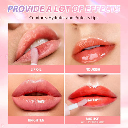 2 Pack Fruit Flavored Lip Oil Balm, Strawberry + Coco | 2 Pack Fruit Lip Oil, Glossy Non-Sticky Shine, Moisturizing Hydration, Dry Lips Care, Daily Makeup, Girls Gift