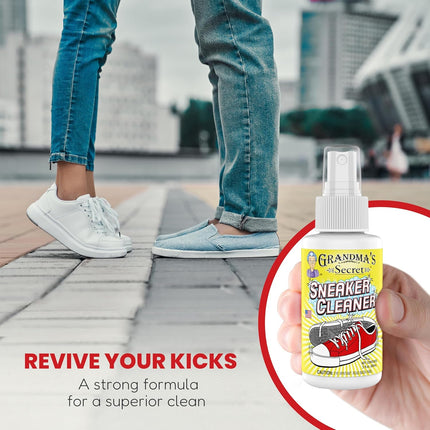 Shoe Cleaner - Stain Remover Spray for Rubber, Canvas and Leather - Removes Dirt, Grime and Grass - Sneakers Cleaner for Outdoor Shoes, Slippers and Moccasins - 3 Ounce