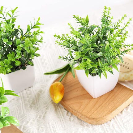 4 Pack Fake Plants Mini Artificial Greenery Potted Plants for Home Decor Indoor Office Table Room Farmhouse