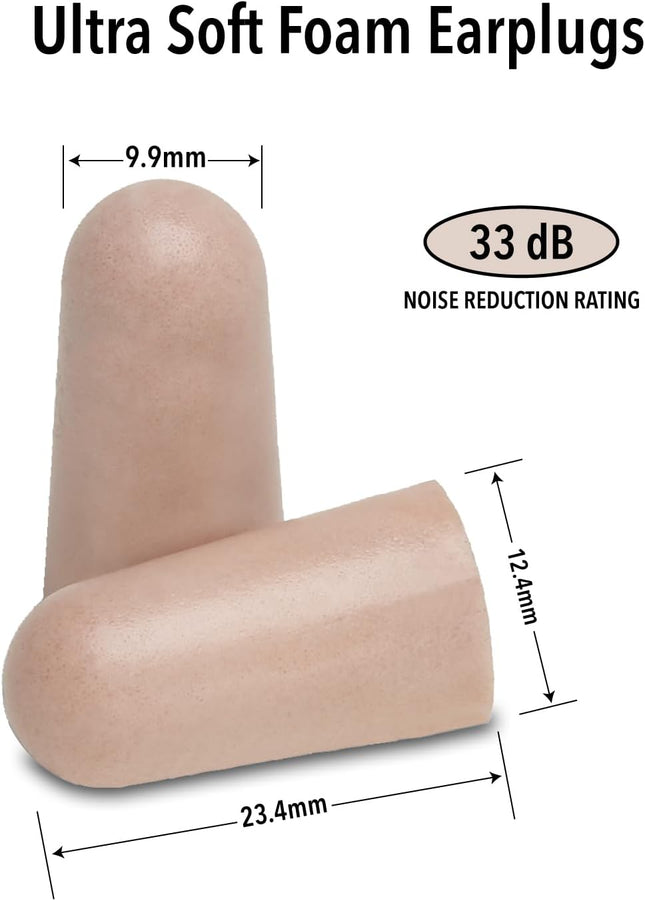 Ultra Soft Foam Earplugs, 50 Pair - 33Db Highest NRR | Made in USA