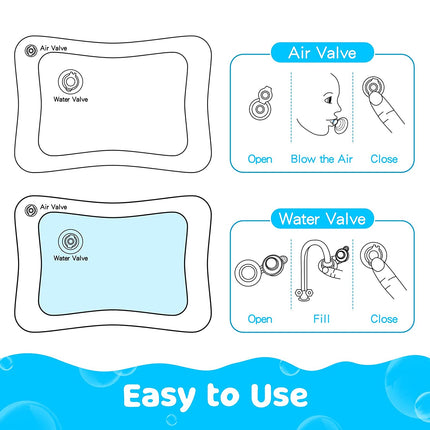 Tummy Time Water Mat丨Inflatable Tummy Time Water Play Mat for Babies, Infants and Toddlers 3 to 24 Months Promote Development Toys Baby Toys Essentials and Gifts