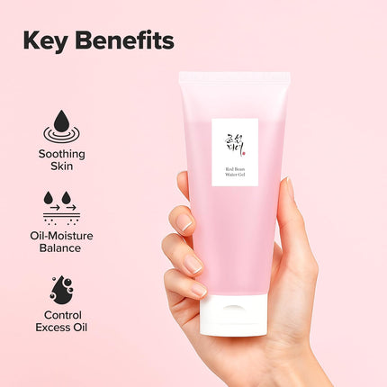 Red Bean Water Gel Hydrating Peptide Hydro Boost Moisturizer for Acne Prone Dry Skin, Korean Skin Care for Men and Women, 100Ml, 3.38 Fl.Oz